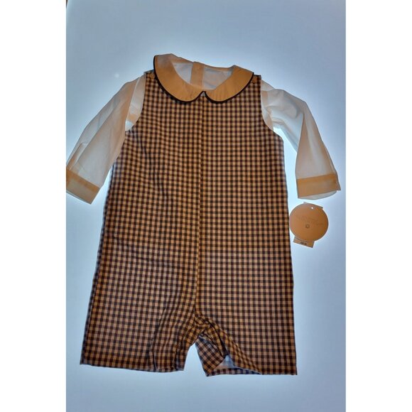 Edgehill Collection Baby Boys Blue Gingham Peter Pan Romper 24 Months NWT - Picture 3 of 10